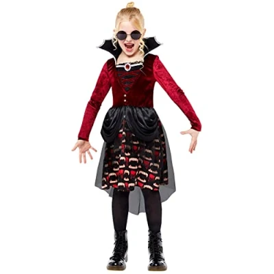 Image of amscan 9917904 Childs Midnight Vampiress Lady Fancy Dress Gothic Halloween Costume Girls Kids