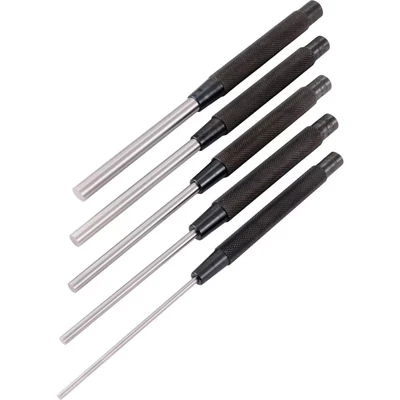 Image of Starrett S248 Extended Length Drive Pin Punch Set, 1/8&quot; 3/8&quot; Diameters, 8&quot; Overall Length, 3 1/2&quot; In Red Cardboard Box