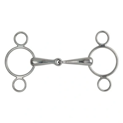Image of Shires Equestrian Hollow Mouth Two Ring Gag Bit 5.5 Steel