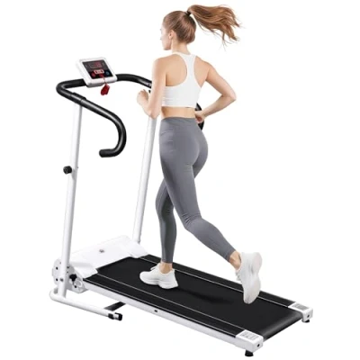 Image of HOMCOM 1.25HP Motorised Electric Treadmill, 10km/h Folding Running Machine, Gym Fitness Exercise with LCD Monitor, White