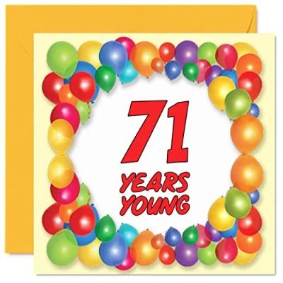 Image of Fun 71st Birthday Cards for Men Woman Years Young Happy Card Dad Gran Great Grandad Grandpa Auntie Grandma Mum Uncle Nanny, 145mm x Greeting Cards,