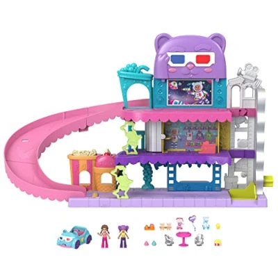 Image of Polly Pocket Dolls, Pollyville Drive In Movie Theatre Playset, HPV39