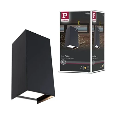 Image of Paulmann 94325 LED exterior luminaire 2 piece set wall Flame IP44 warm white rectangular incl. 2x5.8 watt outdoor lighting anthracite lamp aluminium garden 3000 K