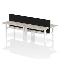 Image of Air B2B 1600x800mm Adjustable 4P Bench Desk CP Grey Oak/White + Screen
