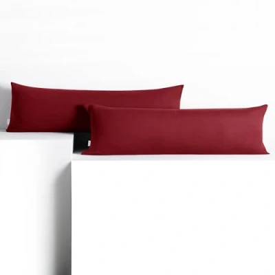 Image of DecoKing 2 x Pillowcases 20 120 cm Jersey Cotton Zip Bordeaux Amber