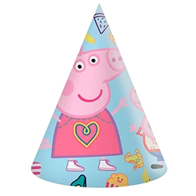 Image of Procos Peppa Pig Messy Play Paper Cone Hats, 6 Pieces, Multicoloured, PR91996