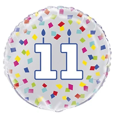 Image of Unique 54026 Party 18&quot; Foil Rainbow Confetti Number 11 Balloon, Multi