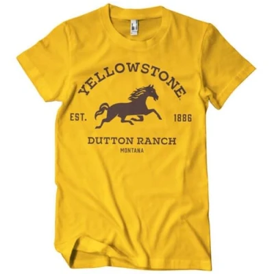 Image of Yellowstone Officially Licensed Dutton Ranch Montana Mens T Shirt (Gold), Large