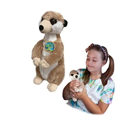 Image of EcoBuddiez Meerkat from Deluxebase. Medium 22cm Soft Plush Animals made Recycled Plastic Bottles. Eco Friendly Cuddly Gift for Kids and Cute Stuffed Animal Toy Toddlers.