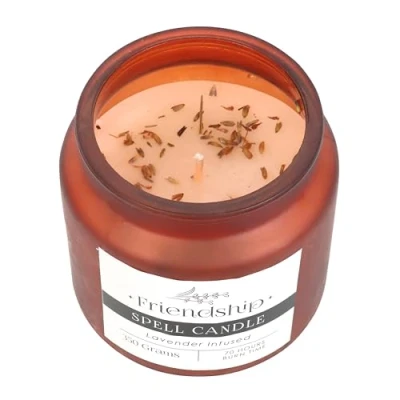 Image of Lavender Infused Friendship Spell Candle Magic for Relationships in Frosted Glass Jar