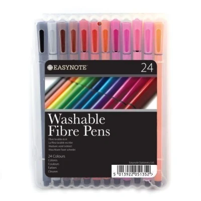 Image of Washable Ink Fibre Felt Tip Pens Colouring Art Craft Pack of 24
