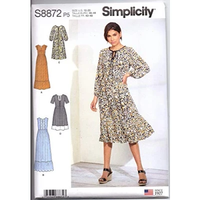 Image of SIMPLICITY Sewing Pattern S8872 Misses&#039; Pullover Dress, Paper, WHITE, VARIOUS