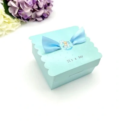 Image of JZK 50x Blue baby boy favor boxes gift box for shower treats candy macaron chocolate biscuit christening, mother&#039;s party, new born children birthday party bags