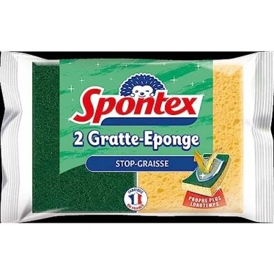 Image of Spontex Grease Stopper Sponge, Pack of 2 Sponges