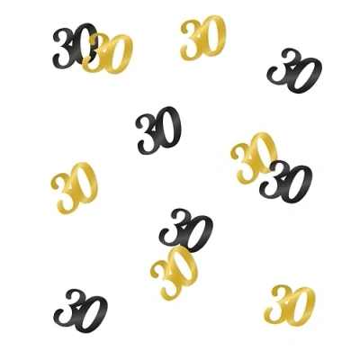 Image of PD Party 30th Birthday Confetti Decoration Black Gold Table