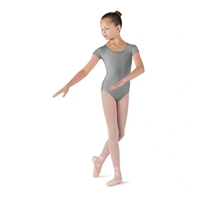 Image of Bloch Dance Girls Dujour Microlux Short Sleeve Leotard, Grey, 12