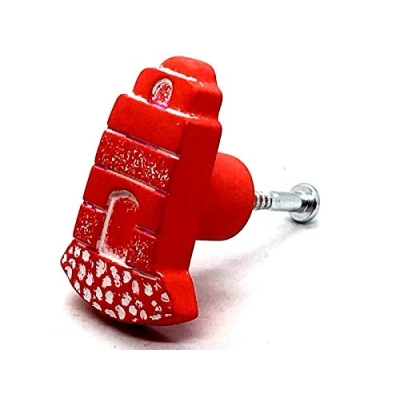 Image of 2 x Lighthouse KNOBS 40mm red Seaside Cupboard Door Cabinet Drawer knob