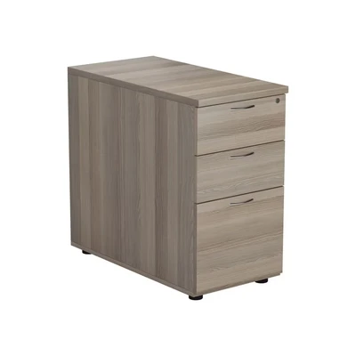 Image of Jemini Grey Oak 3 Drawer Desk High Pedestal D800 KF78951
