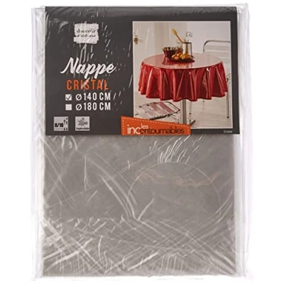 Image of Decorline Round Tablecloth (0) 140 Plain Transparent Crystal 15/100e, Transparent, 140x1x140 cm