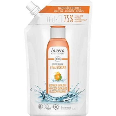Image of lavera Refill Bag Body Wash Revitalising Organic Orange &amp; Mint Natural Cosmetics Vegan Shower Gel pH Neutral Cleans Especially Gently 1 x 500 ml