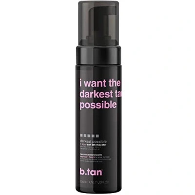 Image of b.tan Darkest Possible Fake Tan I Want The Fast, 1 Hr Instant Self Tanning Mousse, No Smell, Added Nasties, Vegan, Cruelty Free, 200ml