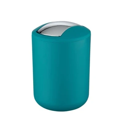 Image of WENKO Brasil Swing Cover Bin, TPE, Petrol Blue, 14 x 21 cm