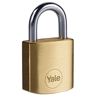 Image of Yale Y110B/25/113/1 Standard Security 25mm Brass Padlock Open Steel Shackle 3 Keys