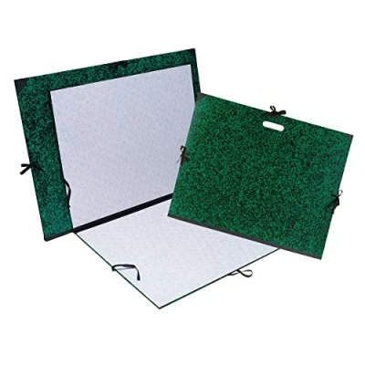 Image of Exacompta Ref 532800E Annonay Portfolio with Tie Ribbon 500 x 650mm in Size, For Safely Transporting Artworks &amp; Documents, Marbled Effect Cover Green