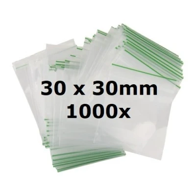 Image of 1000X 30 x 30mm Heavy Duty Small Tiny Poly Plastic Sealy Grip Zip Lock Zipper Seal Gummy Bags Baggies BAGGYS (CPUK Exclusive)