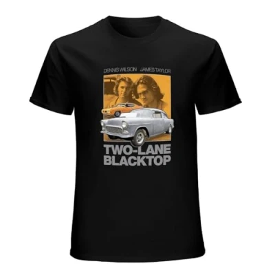 Image of Two Lane Blacktop Cult Car Movie Men T Shirt Graphic Mens Cotton Casual Black Tee XL