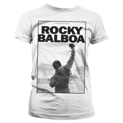 Image of Rocky Officially Licensed Balboa It Ain&#039;t Over Women T Shirt (White), Medium