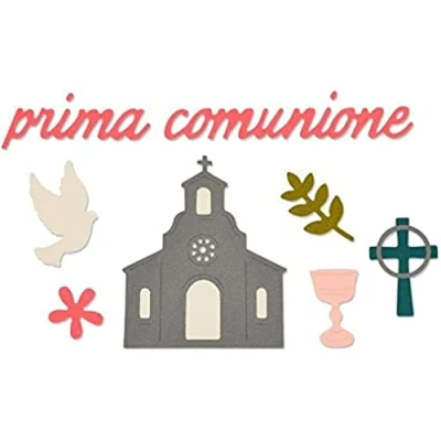 Image of Sizzix&quot; Prima Comunione Thinlits Die Set, Metal, Silver, 23.5 x 8.1 0.2 cm