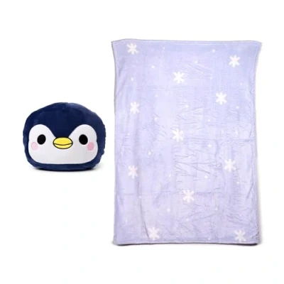 Image of Puckator Blankeazzz Adoramals Nico the Penguin 2 in 1 Plush Travel Pillow &amp; Blanket Long Haul Flight Plane Essentials Accessories For Flying Women Kids Soft Warm Cozy Picnic Blankets