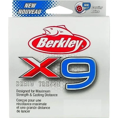 Image of Berkley X9 Braided Fishing Line 9 Strand Braid for Saltwater and Freshwater Fishing, Unisex,, Crystal, 45.6kg 295yd 270m