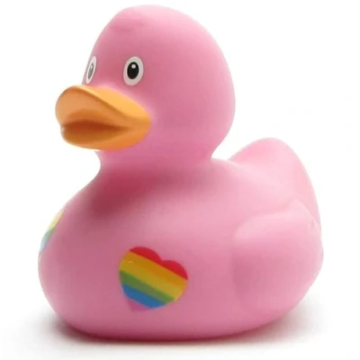Image of Bath Duck Pride Pink I Squeaky L 8 cm Includes Keyring in Set