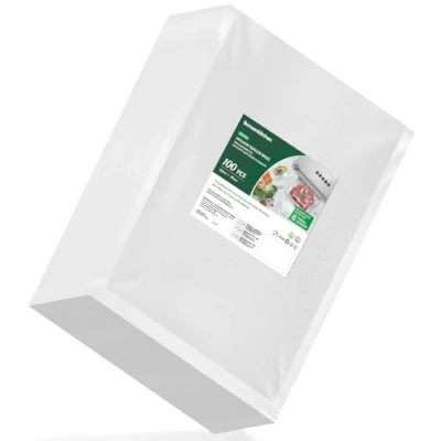 Image of Bonsenkitchen Vacuum Food Sealer Bags (20X30cm) 100 Bags, BPA Free, Commercial Grade Textured Bag, Thick Embossed for Storage and Sous Vide Cooking, VB3205