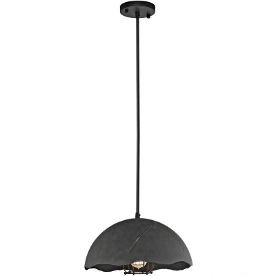 Image of Fracture 1 Light Dome Ceiling Pendant Weathered Zinc, E27
