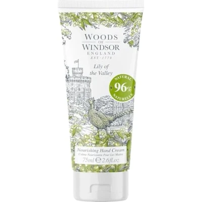 Image of Woods of Windsor Hand Cream, Nourishing Lily the Valley Cream for Men and Women, Moisturising with Vitamin E Shea Butter, Scent 100ml