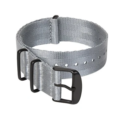 Image of Archer Watch Straps Seat Belt Weaved Nylon Premium Quality NATO (Gray, Matte Black, 20mm)