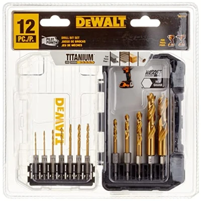 Image of DEWALT Drill Bit Set, Titanium Impact Ready, Ideal for Metal, Wood, and Plastic, 12 Piece (DD5152)