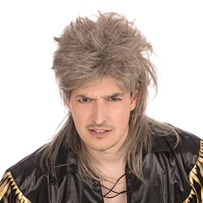Image of Bristol Novelty BW449 Mullet Deluxe Blonde Wig for Men Brown, One Size