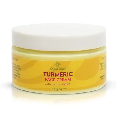Image of ORGANIC EXTRACT Turmeric Face Cream 4 fl oz / 113 g Natural Skin Brightening Daily Facial Moisturizer, Fights Acne, Evens Tone, Fades Scars, Sun Damage, &amp; Age Spot Intense Hydration