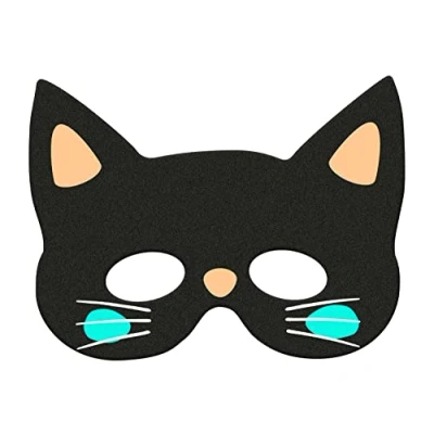 Image of Folat 67990 Halloween Mask Cat for Carnival Parties and Parties, Face Black