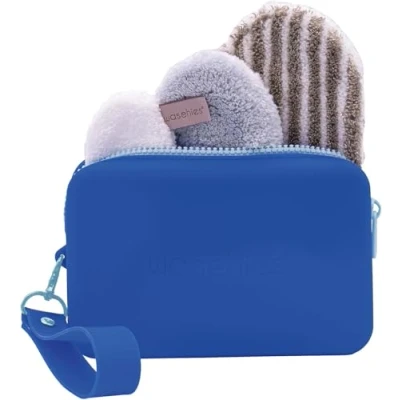 Image of waschies Reusable Face Pads &amp; Zero Waste Travel Bag Set of 3 Pads: Eco Makeup Remover Pad, Exfoliator Pad Toner Soft Hypoallergenic Magic Blue Edition