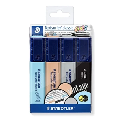 Image of STAEDTLER Textsurfer Classic 364 Highlighter, Set of 4, Pastel and Vintage