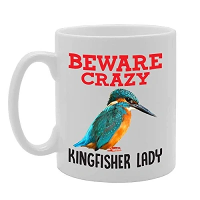 Image of Coralgraph Inc MG4356 Beware Crazy Kingfisher Lady Novelty Gift Printed Tea Coffee Ceramic Mug