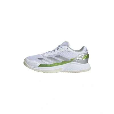 Image of adidas Women&#039;s Courtquick W Padel Shoes, Cloud White/Silver Metallic/Lucid Lemon, 3.5 UK