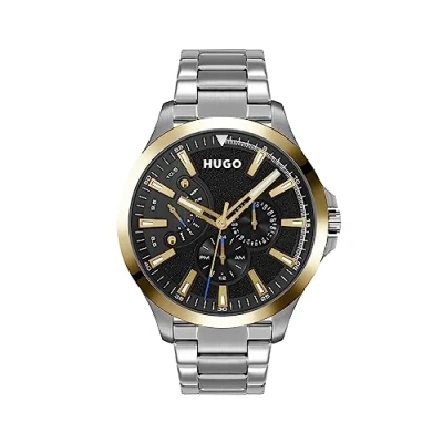 Image of HUGO Analogue Multifunction Quartz Watch for Men with Silver Stainless Steel Bracelet 1530174