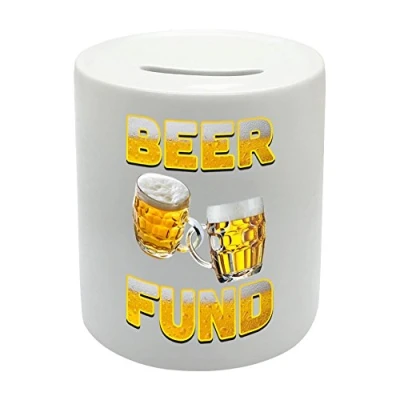 Image of BS003 Beer Fund Novelty Gift Printed Ceramic Piggy Bank Money Saving Box