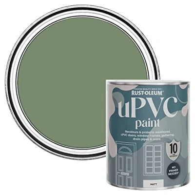 Image of Rust Oleum Green uPVC Door and Window Paint in Matt Finish All 750ml